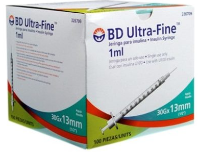 Jeringa de Insulina Ultra Fina 1 ml.