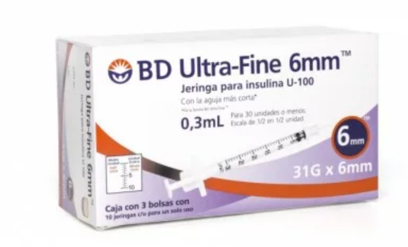 326785 JERINGA PARA INSULINA ULTRA-FINE™ AUTOCONTENIDAS 0.3 ML / 31G X 6MM