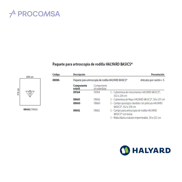 88886 PAQUETE PARA ARTROSCOPÍA DE RODILLA HALYARD BASICS*